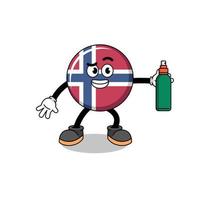 dibujos animados de ilustración de bandera de noruega con repelente de mosquitos vector