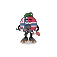 caricatura de personaje de la bandera de noruega como fuerza especial vector