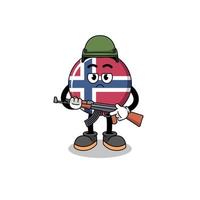 caricatura, de, noruega, bandera, soldado vector