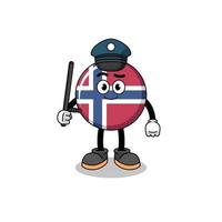 ilustración de dibujos animados de la policía de bandera de noruega vector