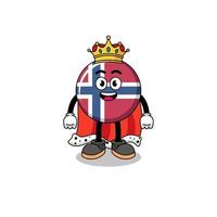 ilustración de la mascota del rey de la bandera de noruega vector