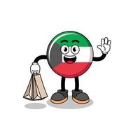 dibujos animados de compras de la bandera de kuwait vector