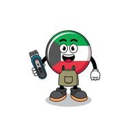 ilustración de dibujos animados de la bandera de kuwait como peluquero vector