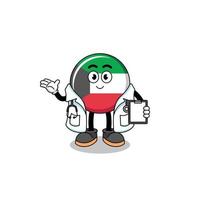 mascota de dibujos animados del médico de la bandera de kuwait vector