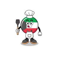 ilustración de la mascota del chef de la bandera de kuwait vector