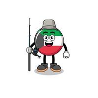 ilustración de la mascota del pescador de la bandera de kuwait vector