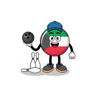 Mascot of kuwait flag as a bowling player vector