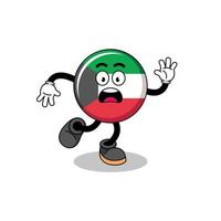 slipping kuwait flag mascot illustration vector