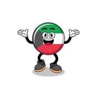 kuwait flag cartoon searching with happy gesture vector