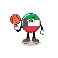 ilustración de la bandera de kuwait como jugador de baloncesto vector