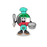 Illustration of kuwait flag as a bakery chef vector