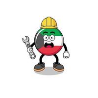 ilustración de personaje de la bandera de kuwait con error 404 vector