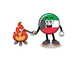 Illustration of kuwait flag burning a marshmallow vector