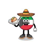 Character cartoon of kuwait flag as a mexican chef vector