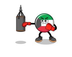 ilustración del boxeador de la bandera de kuwait vector