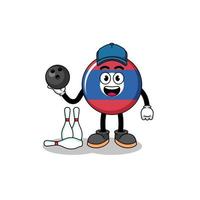 Mascot of laos flag as a bowling player vector