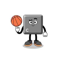 ilustración de la tecla c del teclado como jugador de baloncesto vector