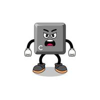 keyboard C key cartoon illustration with angry expression vector