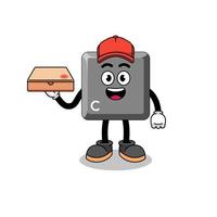 keyboard C key illustration as a pizza deliveryman vector