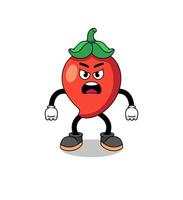 chili pepper cartoon illustration with angry expression vector