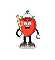 chili pepper mascot cartoon as a baseball player vector