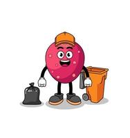 Illustration of prickly pear cartoon as a garbage collector vector