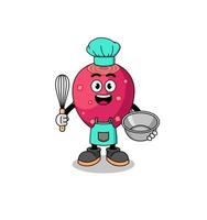 Illustration of prickly pear as a bakery chef vector