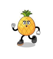 running pineapple mascot illustration vector