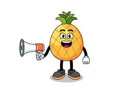 pineapple cartoon illustration holding megaphone vector