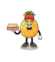 pineapple illustration as a pizza deliveryman vector