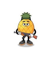 Cartoon of pineapple soldier vector