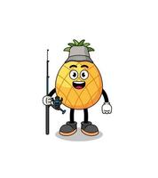 Mascot Illustration of pineapple fisherman vector