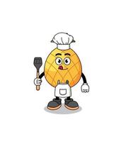 Mascot Illustration of pineapple chef vector