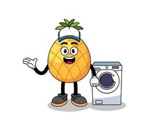 pineapple illustration as a laundry man vector