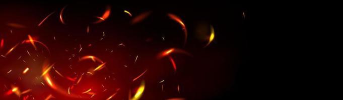 Red fire sparks overlay effect on black background vector