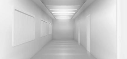 White room, corridor background, museum space vector