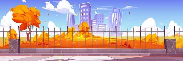 Autumn city skyline, urban background, skyscrapers vector