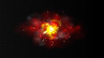 Light effect with red smoke, bomb explosion 3d vector