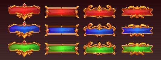 Medieval game frames or buttons, menu elements vector