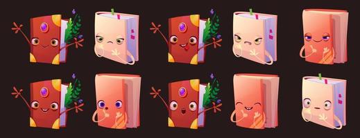 iconos emoji con personajes de libros vector