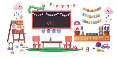 elementos interiores de jardín de infantes o escuela primaria vector