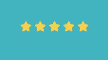 five yellow stars Survey of customer satisfaction levels. service rating video