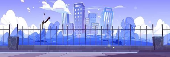 City skyline at dusk, urban view background, scene vector