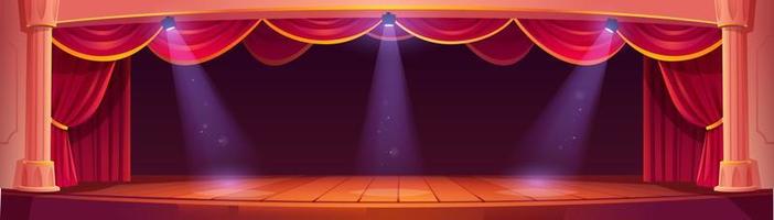 Theater stage interior with curtains and columns vector