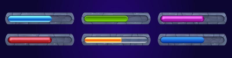 Game progress bars in stone frame vector