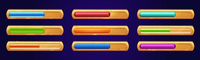 Game progress bars, cartoon vector ui elements set