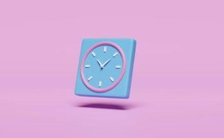 3D cartoon alarm clock wake-up time morning isolated on pink background. minimal design concept,3d render illustration photo