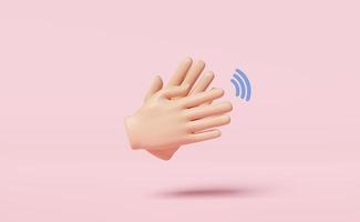 3D clapping hands or hands applauding icon isolated on pink background. congratulations on success concept. 3d render illustration photo