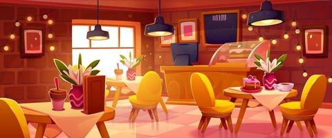 Cozy cafe interior, coffee shop, cafeteria, bakery vector