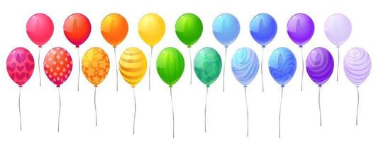 conjunto de globos de colores inflados con helio vector
